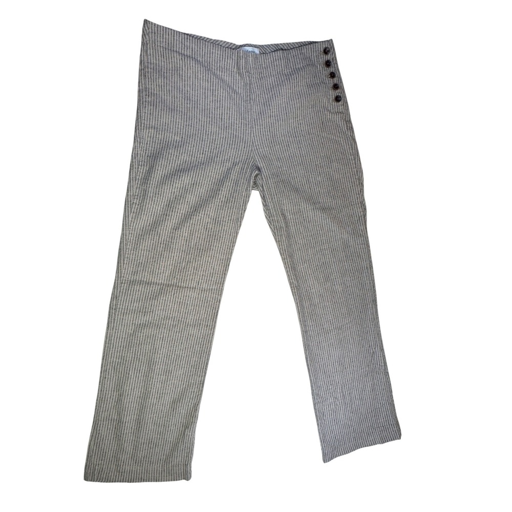 Sundance‎ Womens 14 Linen Blend Striped Sailor Button Side Straight Leg Pants